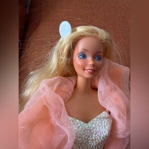 Mattel Blonde Barbie Doll in Pink Tulle with Iridescent White Bodice